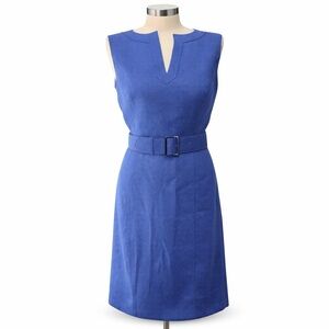 Tahari ASL Blue Textured Midi Dress with Belt